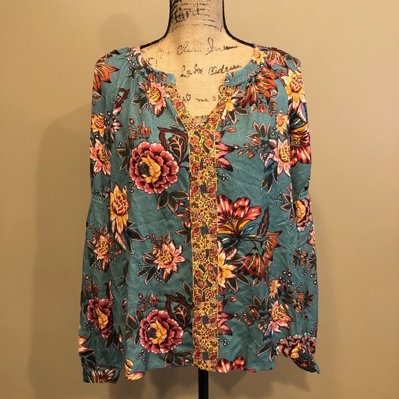 Anthropologie Farm Rio Paola Floral Peasant Blouse - Picture 4 of 6